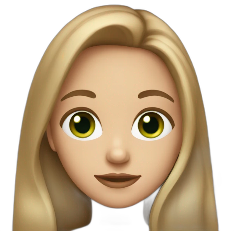 girl with long light brown hair and, green eyes  emoji