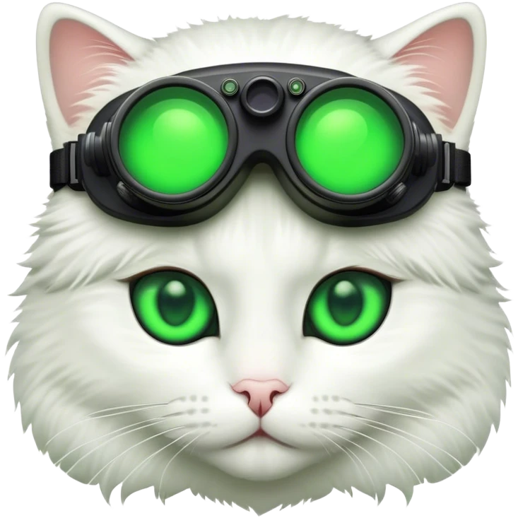 white cat with nigthvision googles emoji