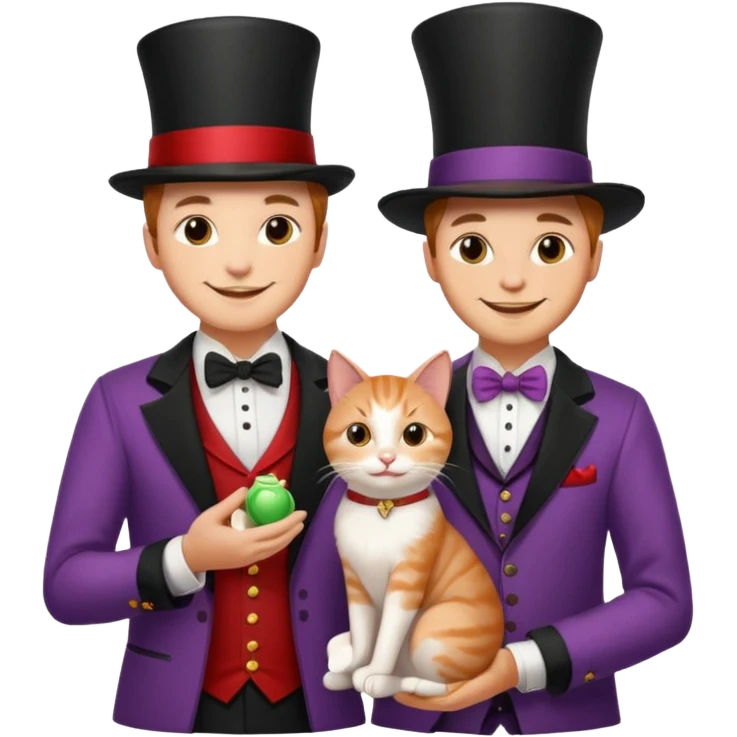 magician couple and their pet cat emoji