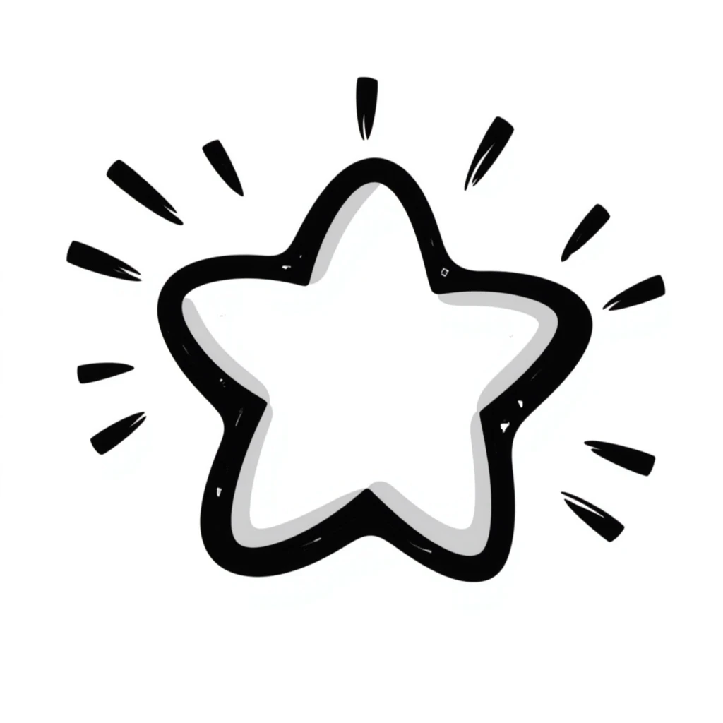 Hand-drawn bright star with shining rays emoji
