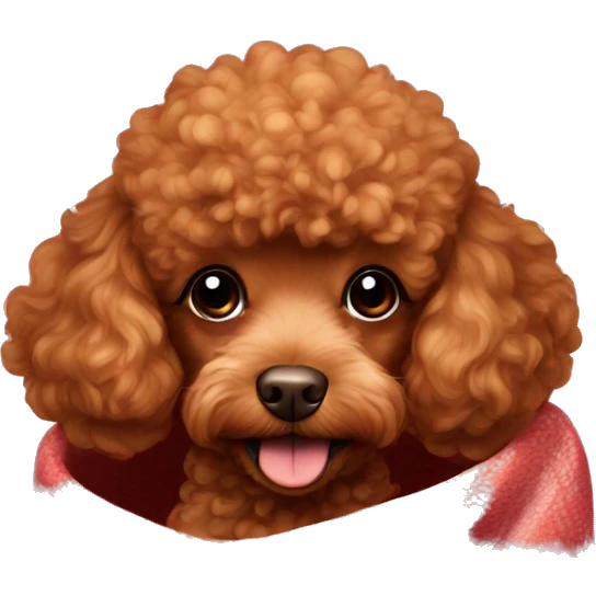 red toy poodle with blanket around it  emoji