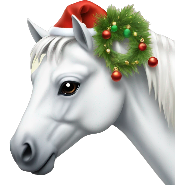 a white horse in Christmas decoration emoji