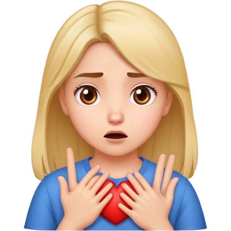 Offended and surprised girl with her hand on her heart  emoji
