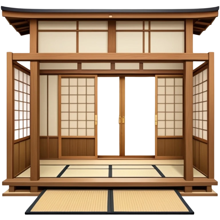 traditional Japanese house with wooden structure, sliding shoji doors, and tatami mat flooring emoji