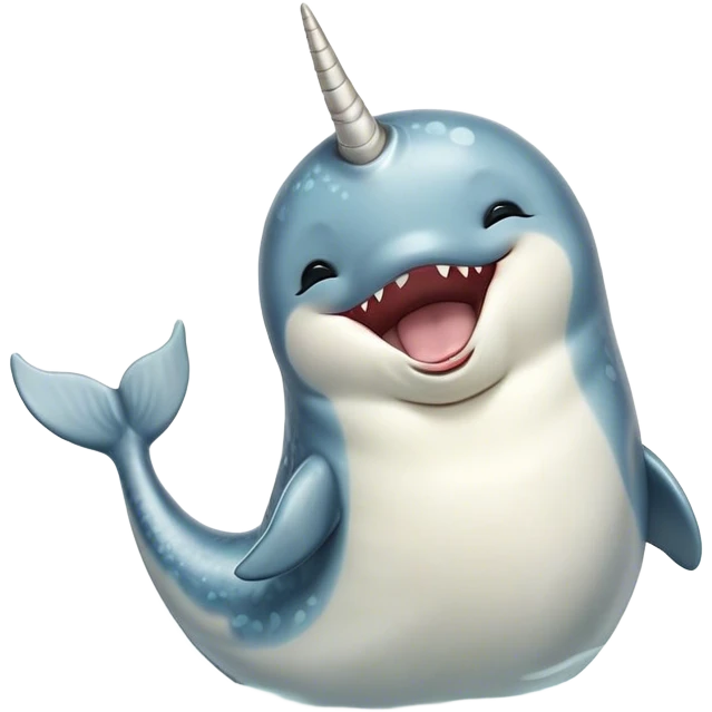 Cinematic Cute Yawning Narwhal Portrait Emoji, Head tilted slightly with a dramatic, wide-open yawn, showcasing a streamlined, mottled body with a gracefully curled ivory tusk and sleepy, half-closed eyes, Simplified yet irresistibly adorable features, highly detailed, glowing with a soft, cozy arctic glow, high shine, relaxed yet expressive, stylized with a hint of whimsical marine ease, soft glowing outline, capturing the essence of a drowsy yet affectionate narwhal that appears ready to stretch out for a nap! emoji