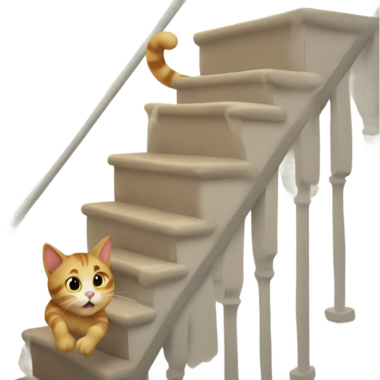 Cat falling down stairs emoji