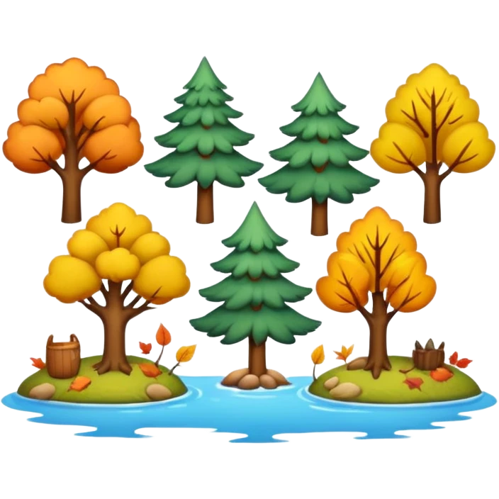 Tree lake nature emojis that give an autumn vibe emoji