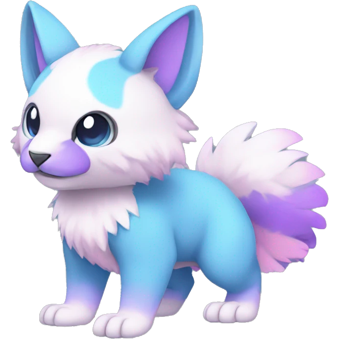 Cute cool white blue purple pink animal hybrid Fakemon full body emoji