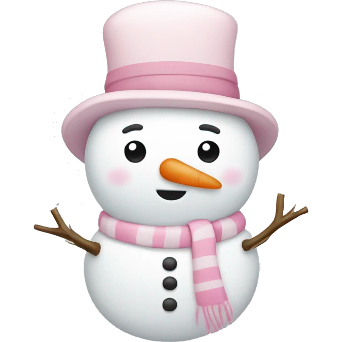 Cute white and light pink snowman emoji