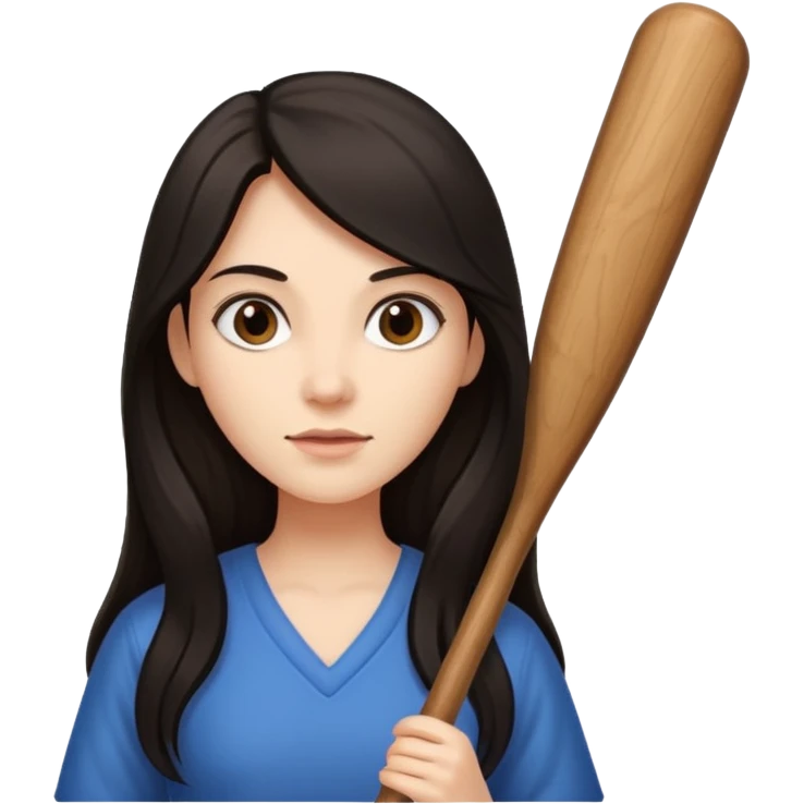 woman with long dark hair holding a bat (animal) emoji