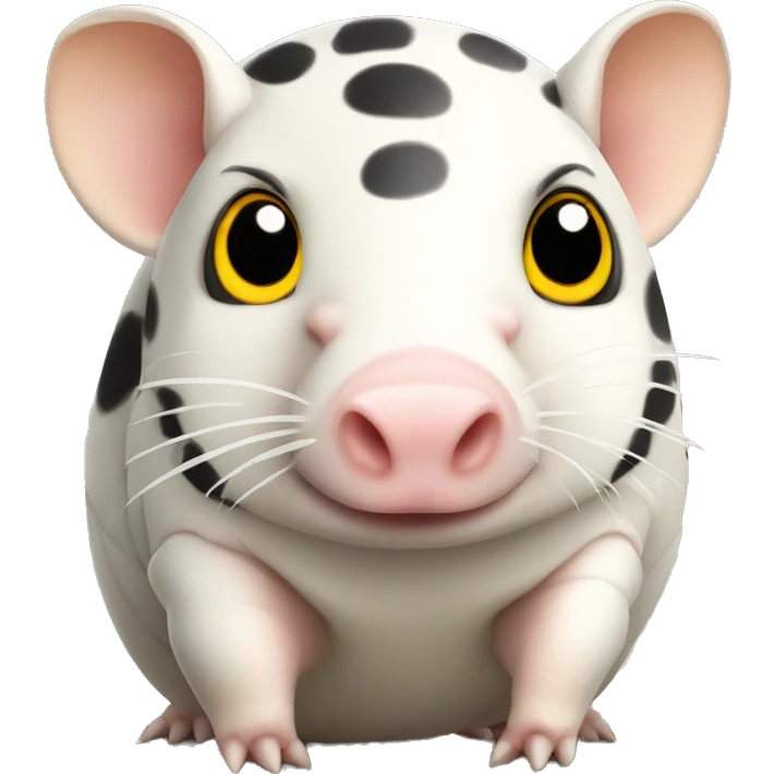 White chubby armadillo pig with yellow and black spots and cute tiny eyes emoji
