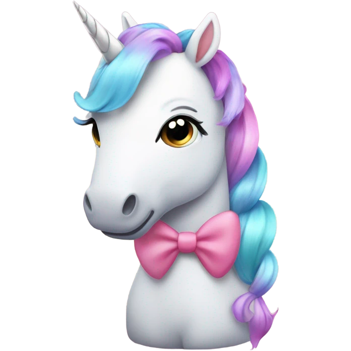 Unicorn with pigtails and a bow emoji