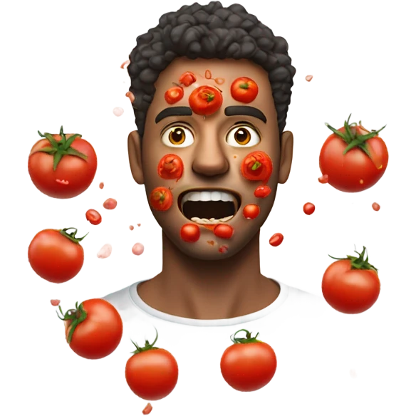 Man getting tomatoes in face emoji