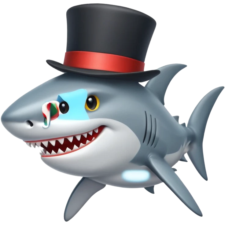 Shark with a top hat emoji