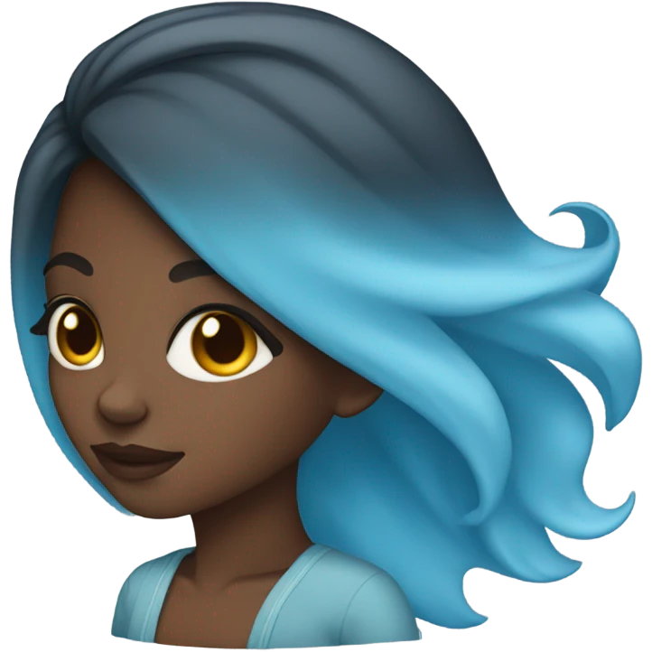 Black girl with sky blue hair emoji