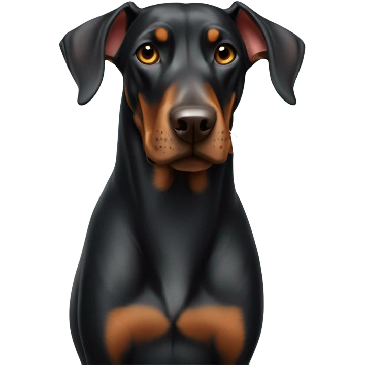 A Doberman with one ear standing up and the other not emoji