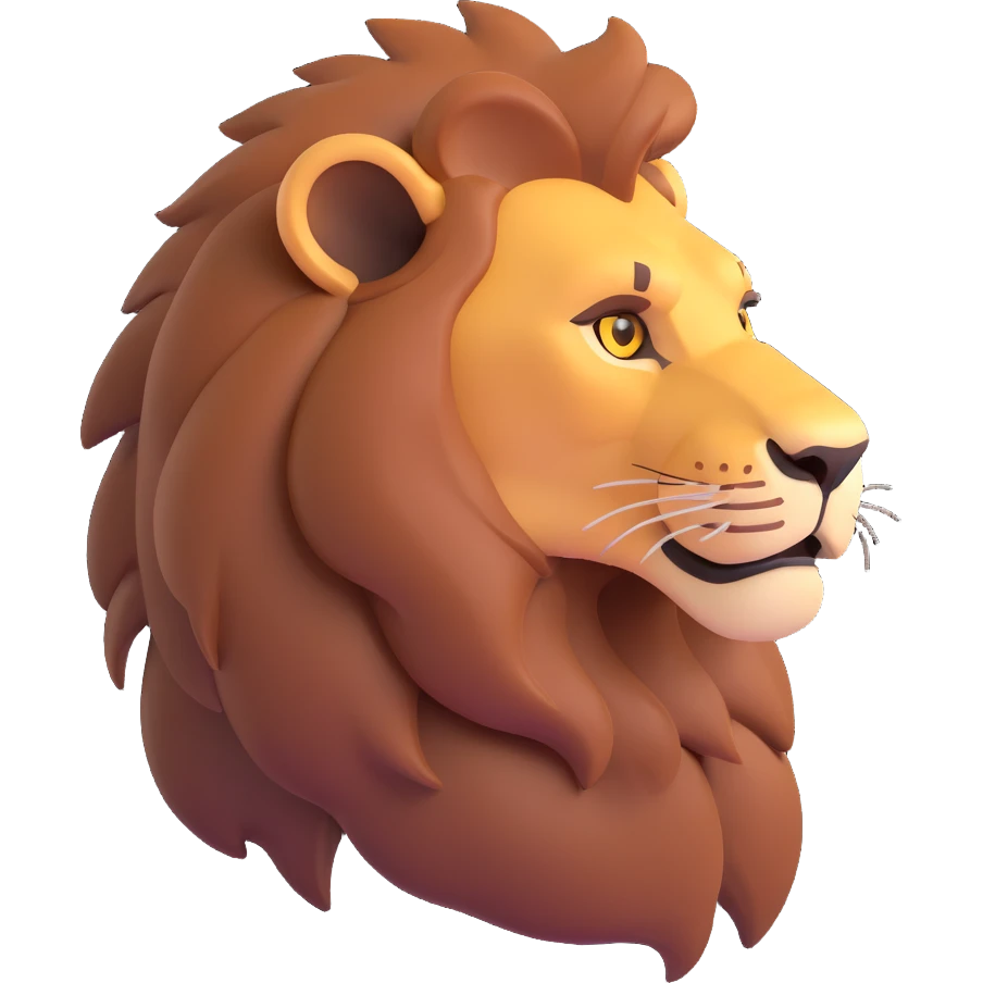 FULL BODY panthera leo male style wild, full flat cute side profile design in 3d soft l centered composition cartoon style128x128 pixels

 emoji