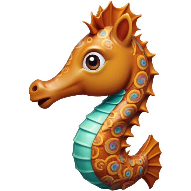 Cinematic Realistic Comical Sea Horse Portrait Emoji, Head tilted dramatically with an exaggeratedly amused expression, featuring a striking, finely detailed body with bold, whimsical patterns and wide, expressive eyes full of playful disbelief, rendered with natural, vibrant hues and realistic texture; high shine, dramatic yet playful, styled with an air of cheeky aquatic mischief, soft glowing outline, capturing the essence of a spirited and over‐the‐top sea horse that looks ready to bob its way into viral fame! emoji