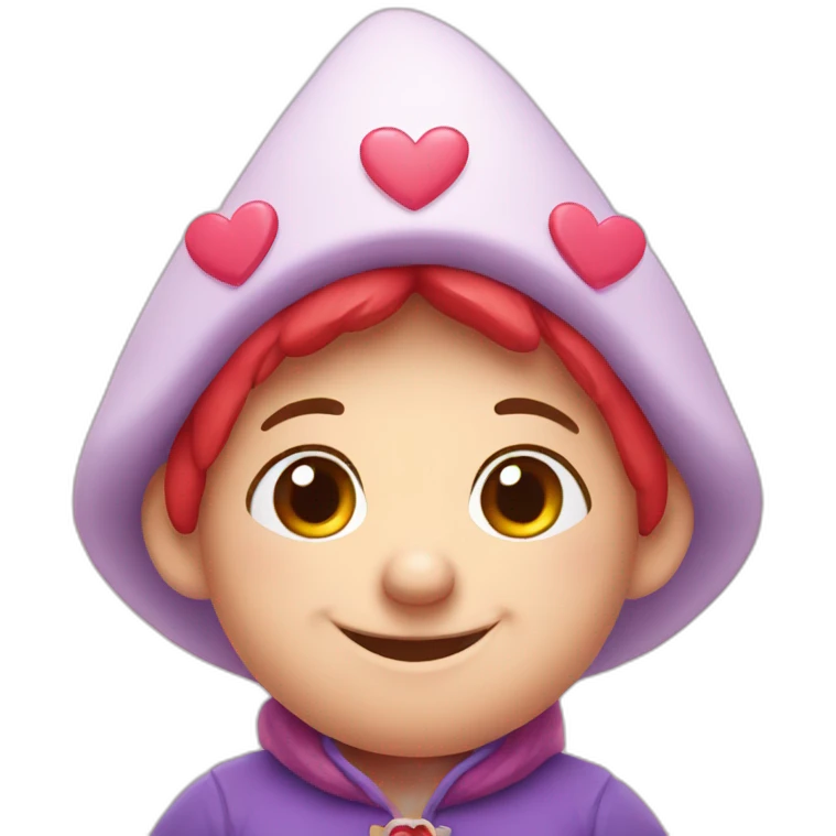 Cute gnome with hearts around them emoji