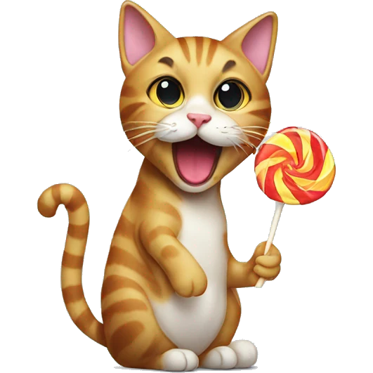 Cat eating a lolliepop emoji