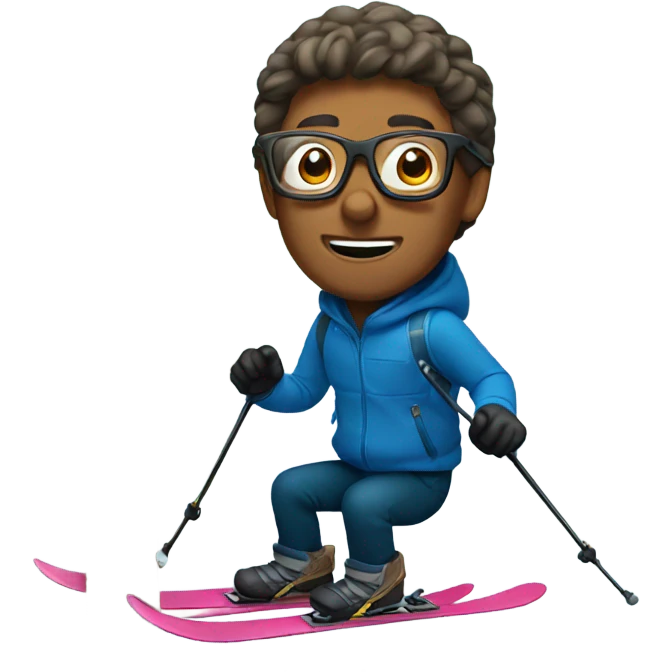 guy under tree with glasses skiing emoji