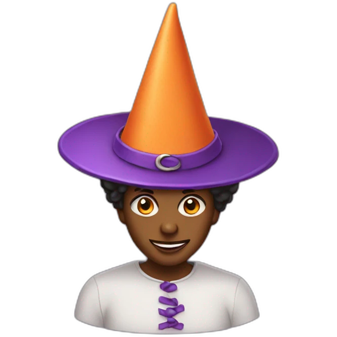 birthday cake wearing a witch hat emoji