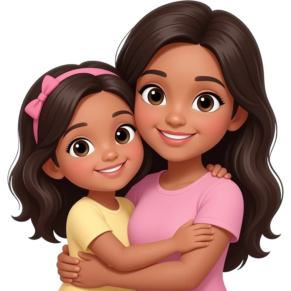 Black hair mom and daughterL hugging emoji not so real emoji