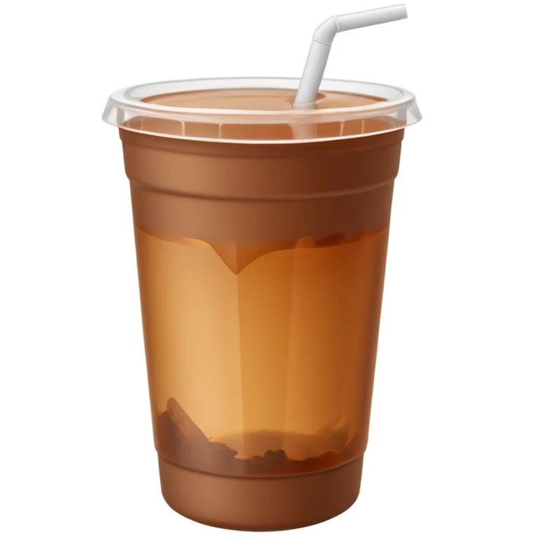 brown mate tea cup, 500ml, plastic, no face, no straw, no handle, not in a cup, white background, slightly tilted angle emoji