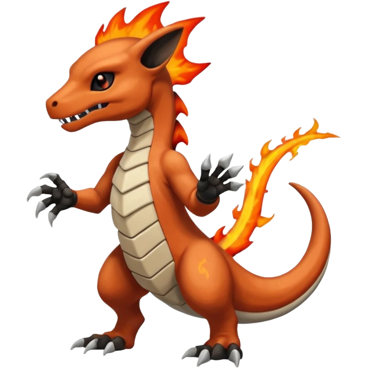 Black and magmatic Marowak-Cubone-Salandit-Charmeleon-fusion (full body) emoji