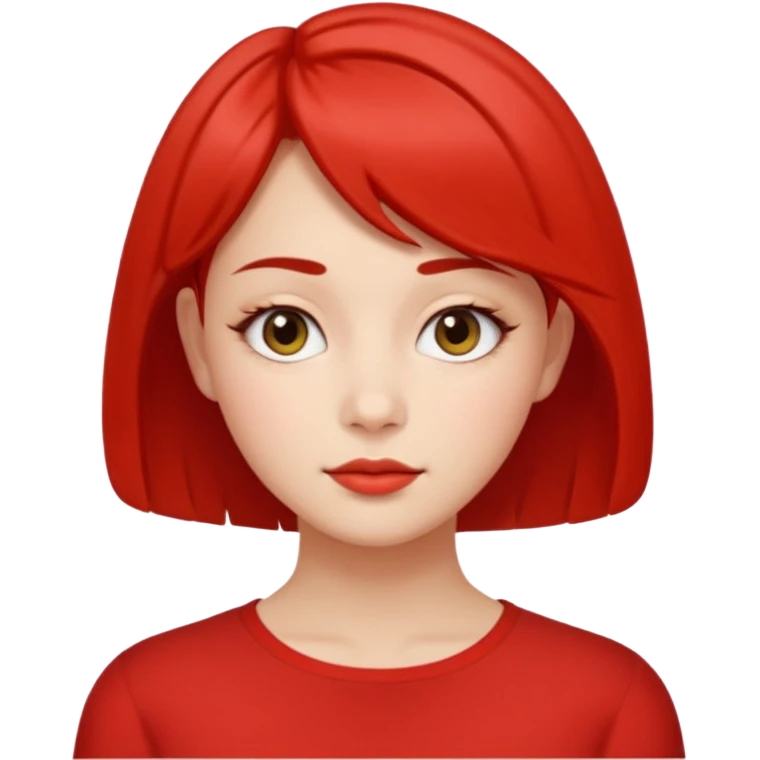 A woman in her 20s with medium short hair without bangs, with double eyelids, a round face shape, with a confident look on her face. And her nickname is tomato. emoji