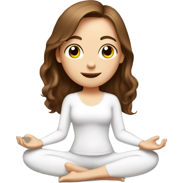 White girl with brown hair doing yoga emoji