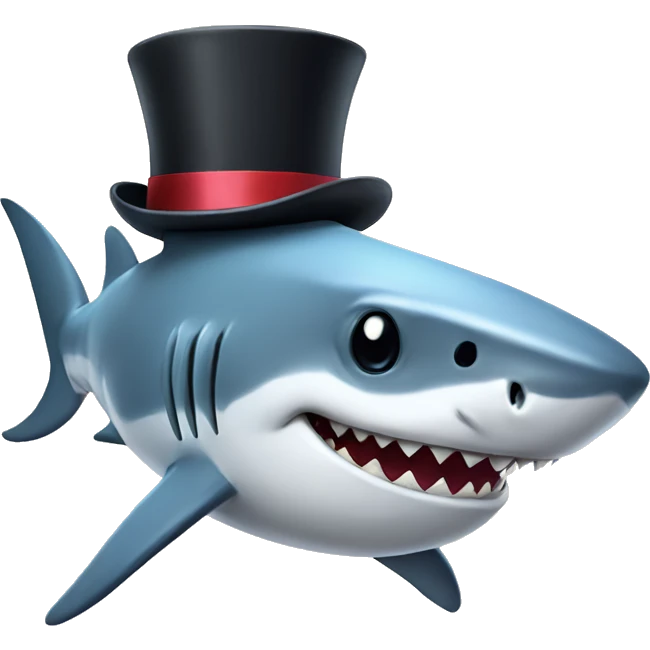 Shark with a top hat emoji