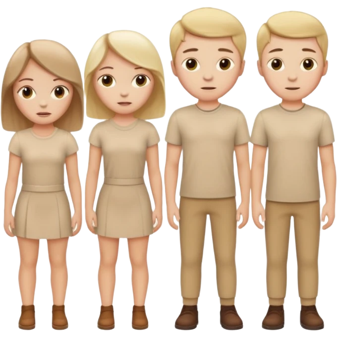 4 white girls and 2 white boys in beige clothes emoji
