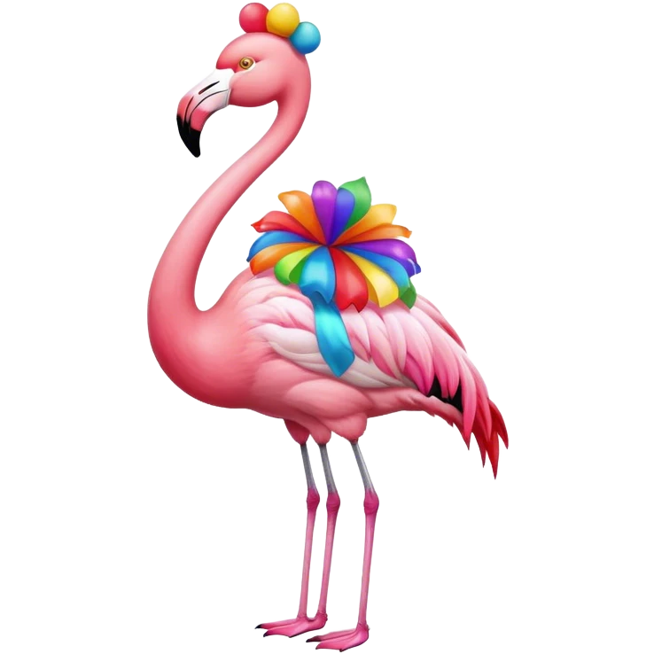 Flamingo with clown costume emoji