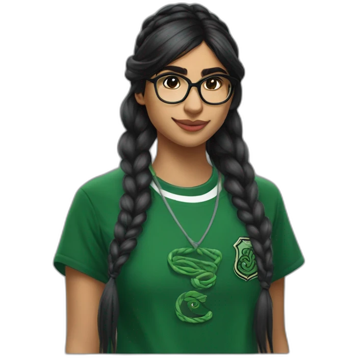 Mia Khalifa slytherin tshirt braid emoji