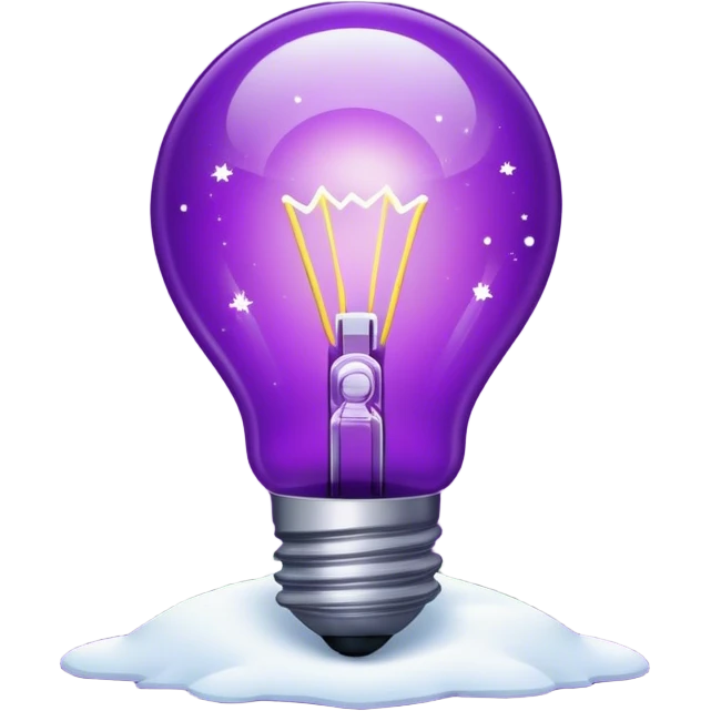 The bulb is a bright purple color, and inside it is electricity, snow with lots of stars. emoji