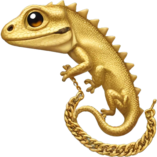 Lizard wearing a gold chain necklace emoji