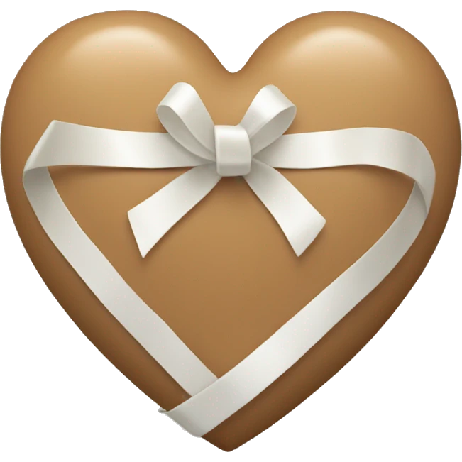 light brown heart with white ribbon emoji