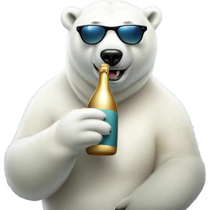 polar bear with sunglasses and champagne emoji