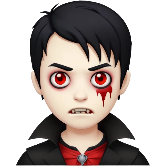 Boy vampire zombie with black hair emo emoji emoji