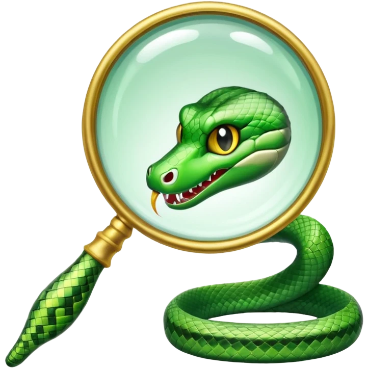 una lupa ed un serpente emoji