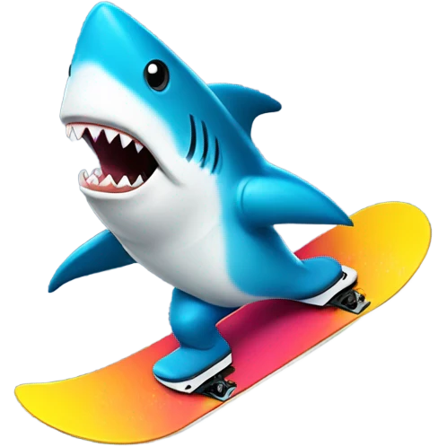 shark snowboarding emoji