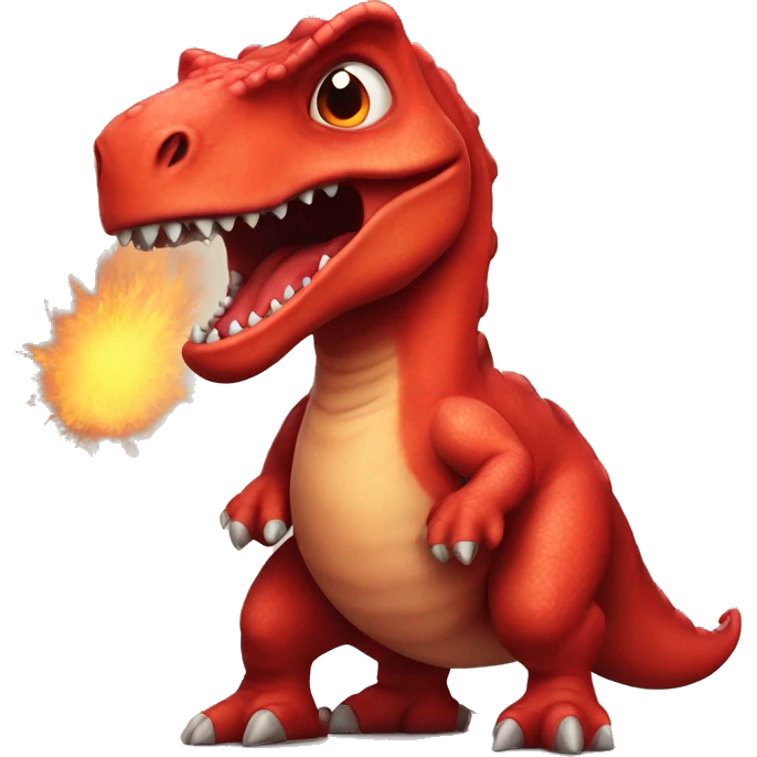 red dinosaur is angry in the eyes of fire emoji