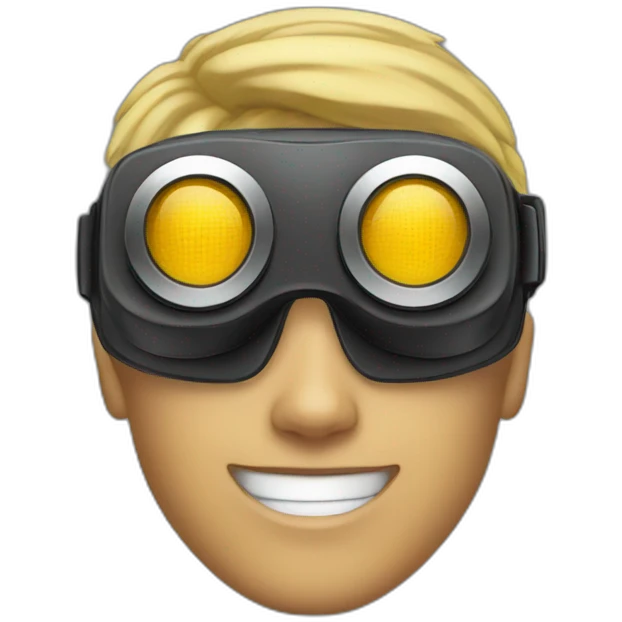 person with goal virtual reality goggles on his or her eyes emoji