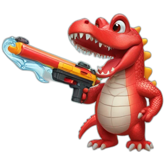 red crocodile with water gun emoji