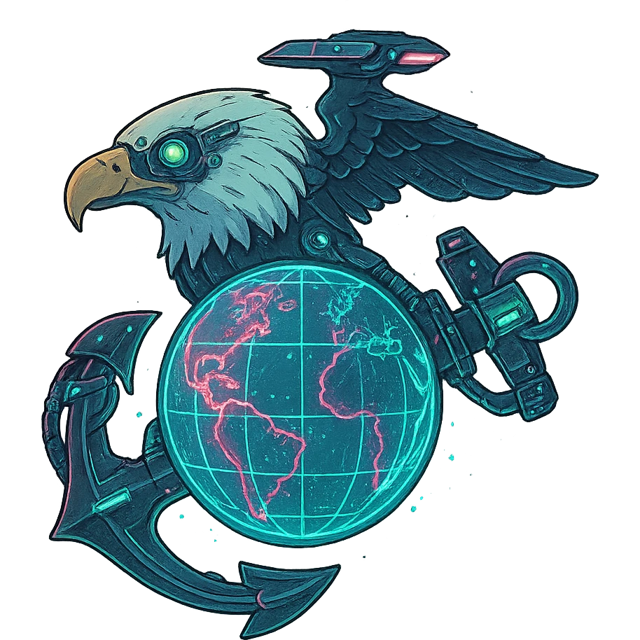  futuristic cyberpunk eagle globe and anchor symbol emoji