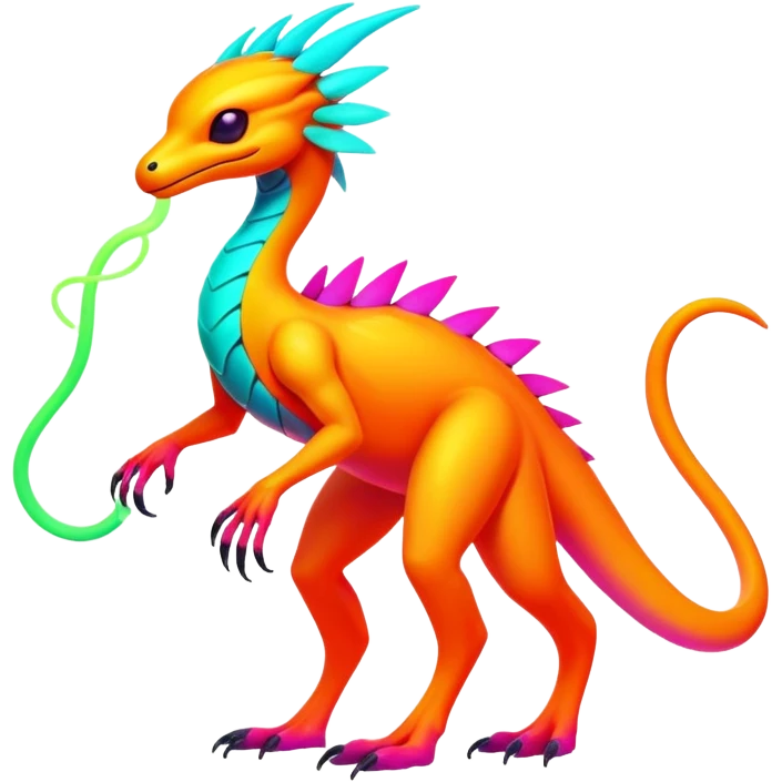 Exotic futuristic lush warm-colored neon Fakémon-creature (full body) emoji