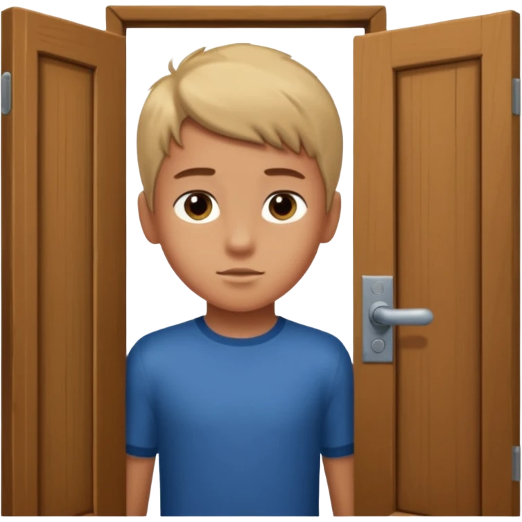 Sartaroshxonaga kirib kelayotgan o'smirin bola u eshikni ochayapti rakurs ichkaridan g'ira shira  emoji