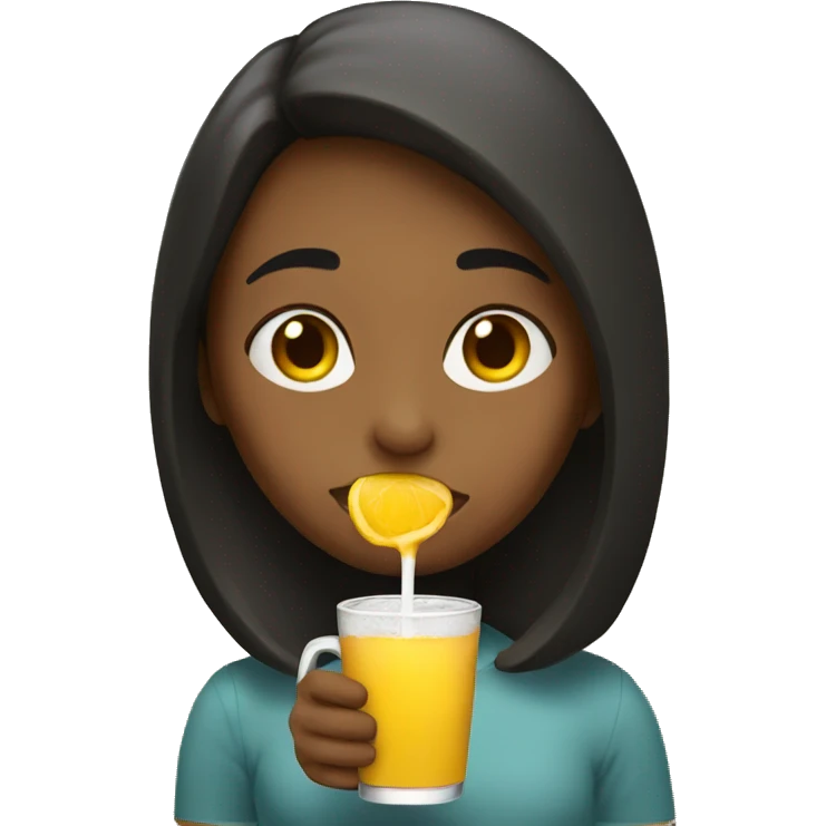Girl drinking with stanley emoji