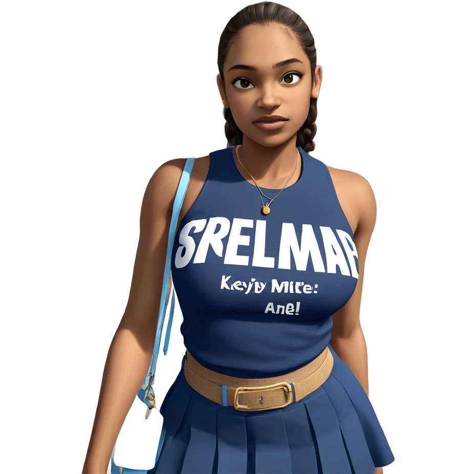 girl in blue skirt outdoors emoji